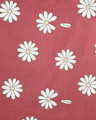 Baby Blanket: Daisies BOHO (Raspberry Background)