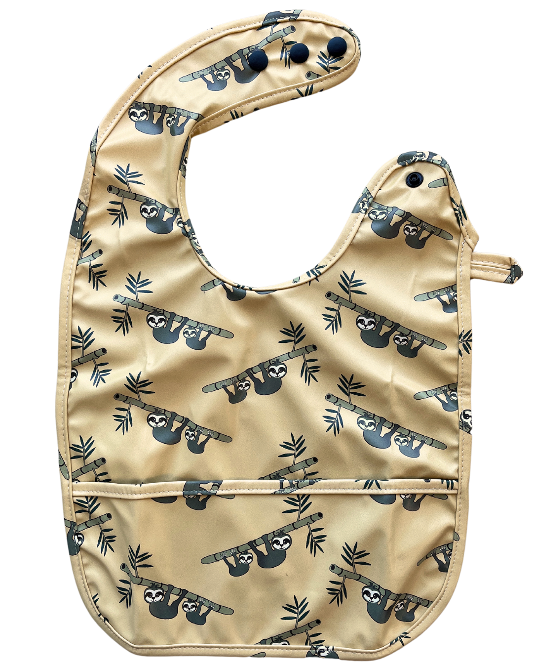 Waterproof bib with pocket: Sloth