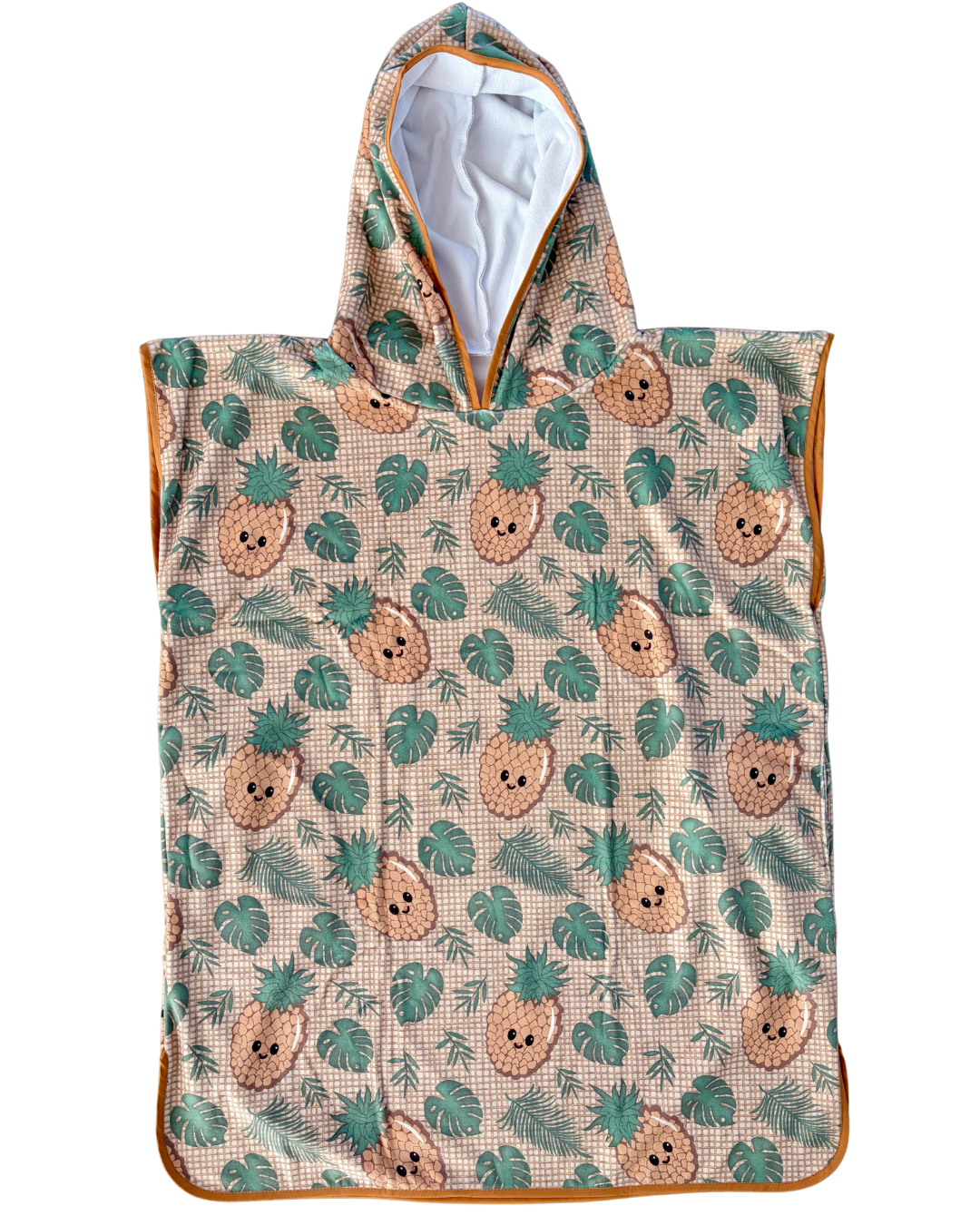 Serviette poncho à capuchon pour adulte et enfant : Ananas en folie