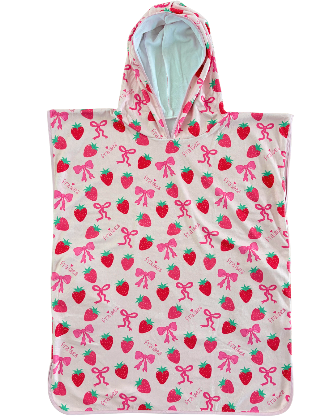 Serviette poncho à capuchon pour adulte et enfant : Irrésistibles fraises et boucles