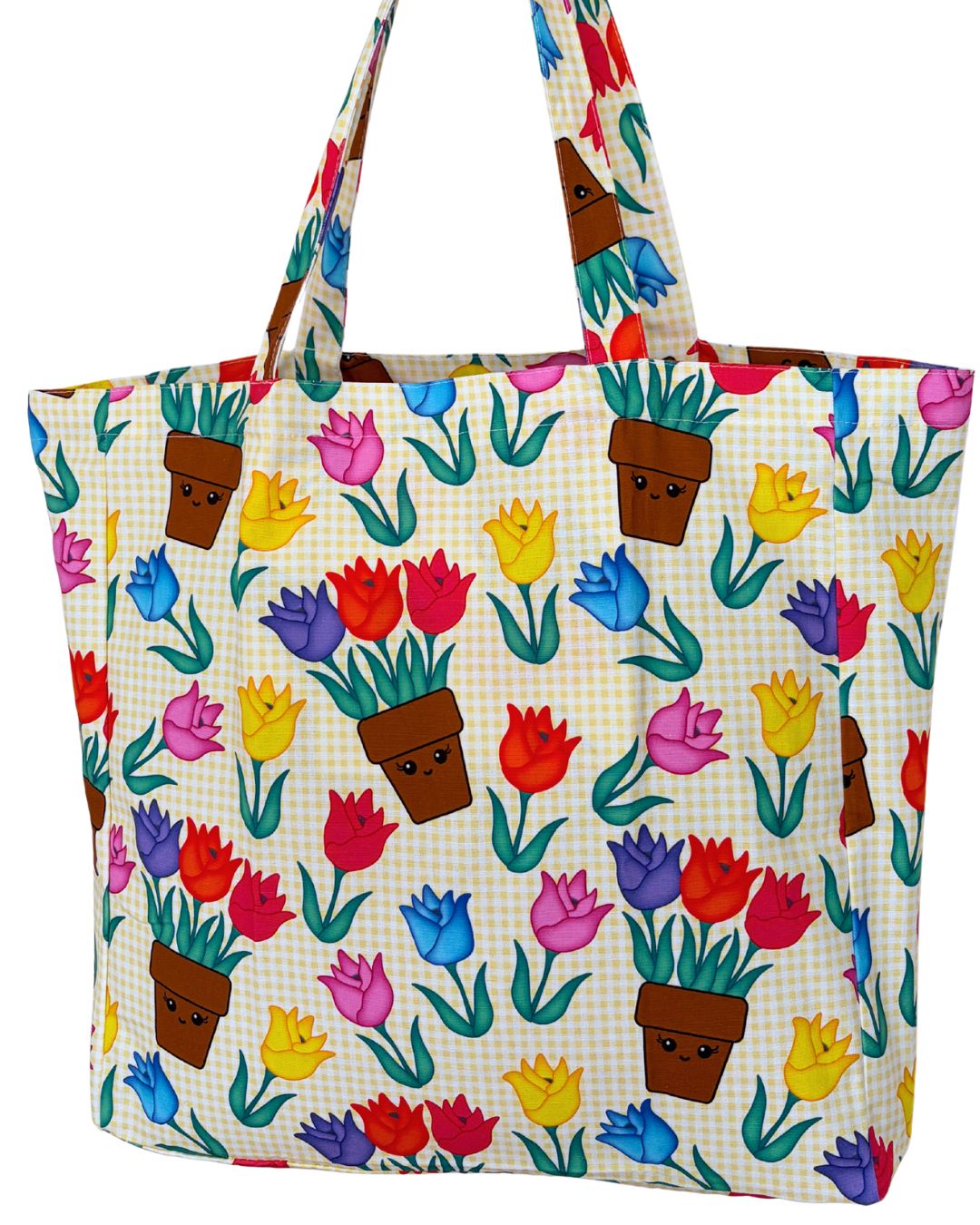 Sac réutilisable illustré : Tulipes dans le jardin