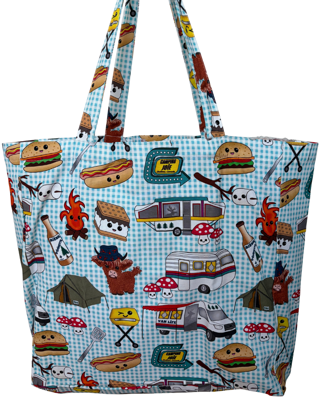 Sac réutilisable illustré : BBQ au camping Joie