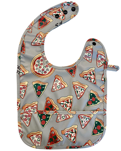 Waterproof Bib with Pocket: Pizza Party