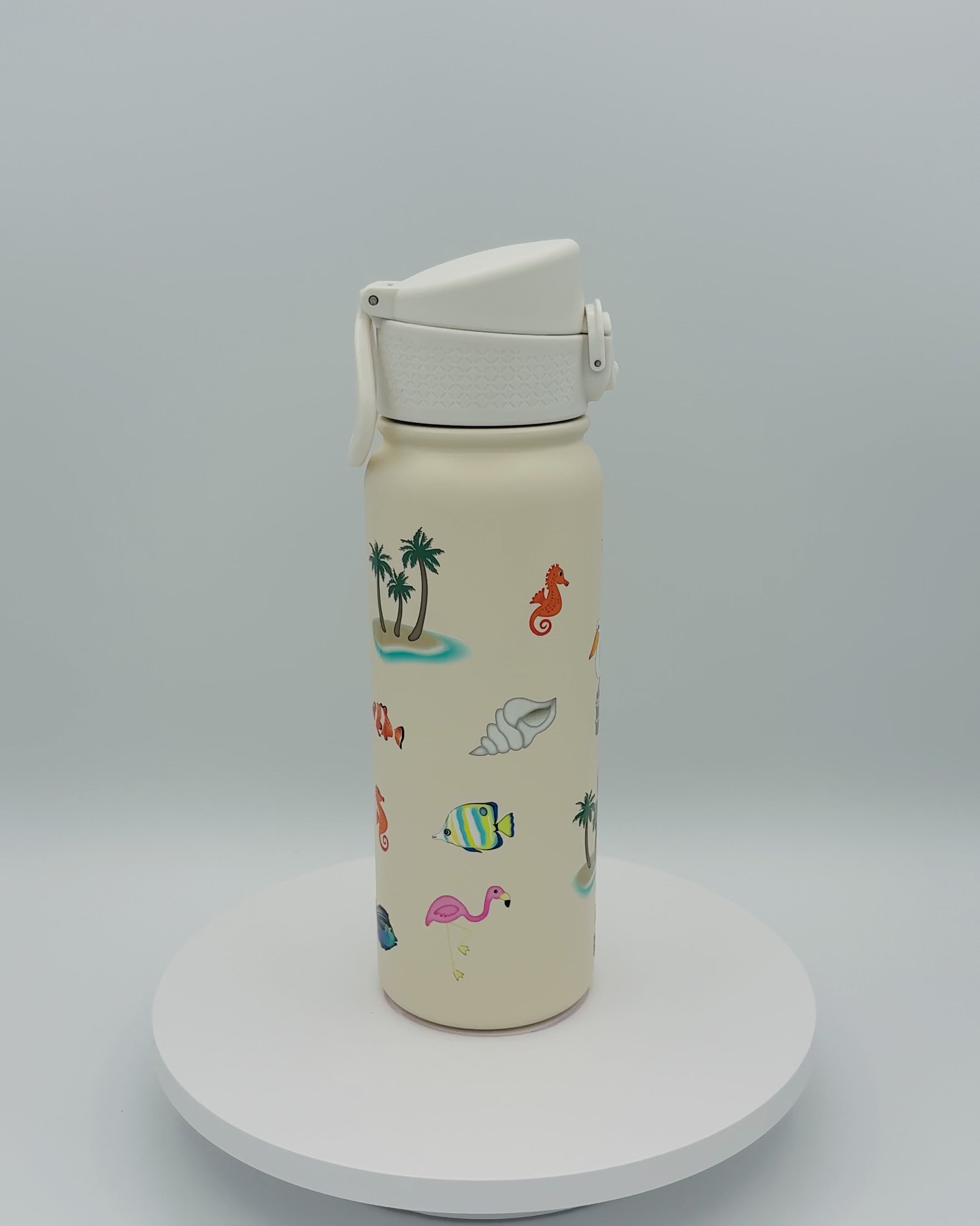 600 ml water bottle - Palms, fish and tropical beach