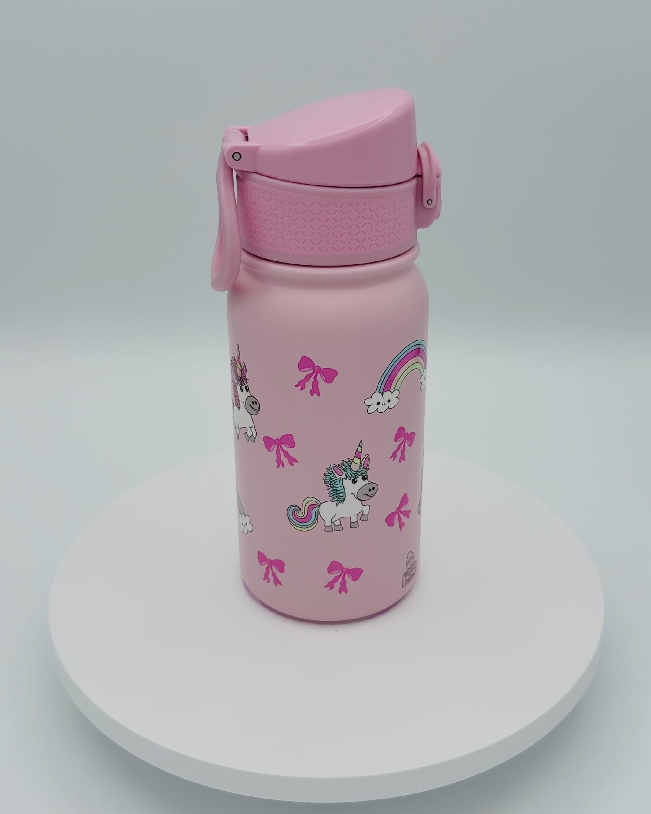 Kids' water bottle 350 ml - Magical Unicorns (pink background)
