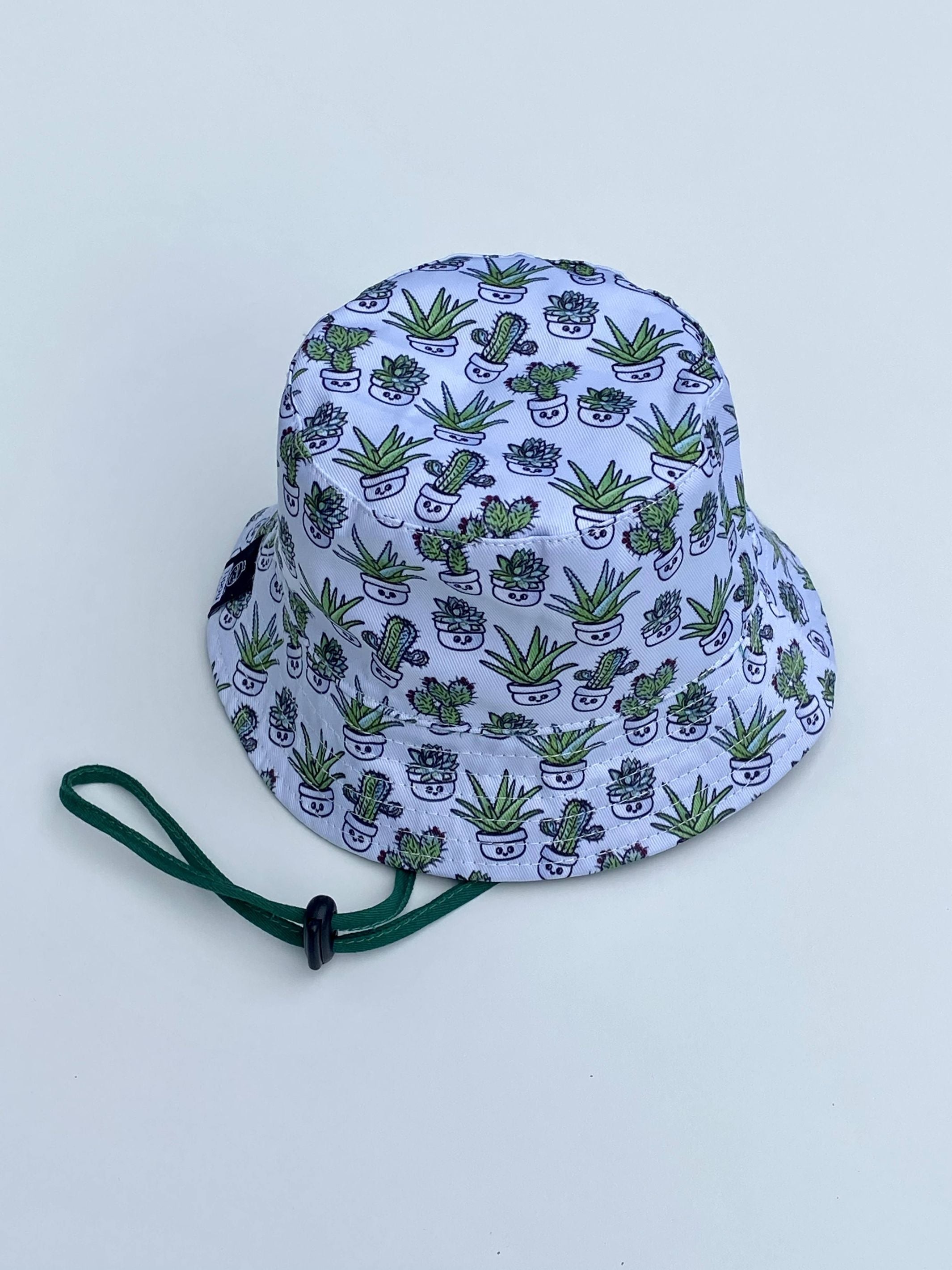 Reversible hat:soft sage green cactus