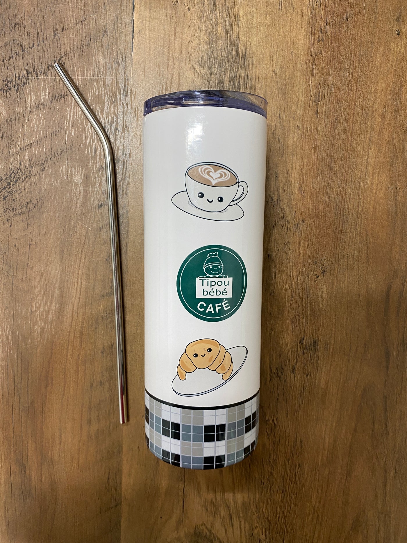 « Tipou Bébé Coffee Shop » Insulated Stainless Steel Tumbler 20 oz