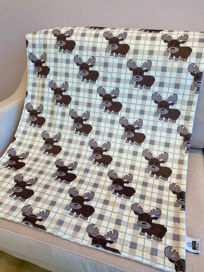 Baby blanket: Plaid Cute Moose