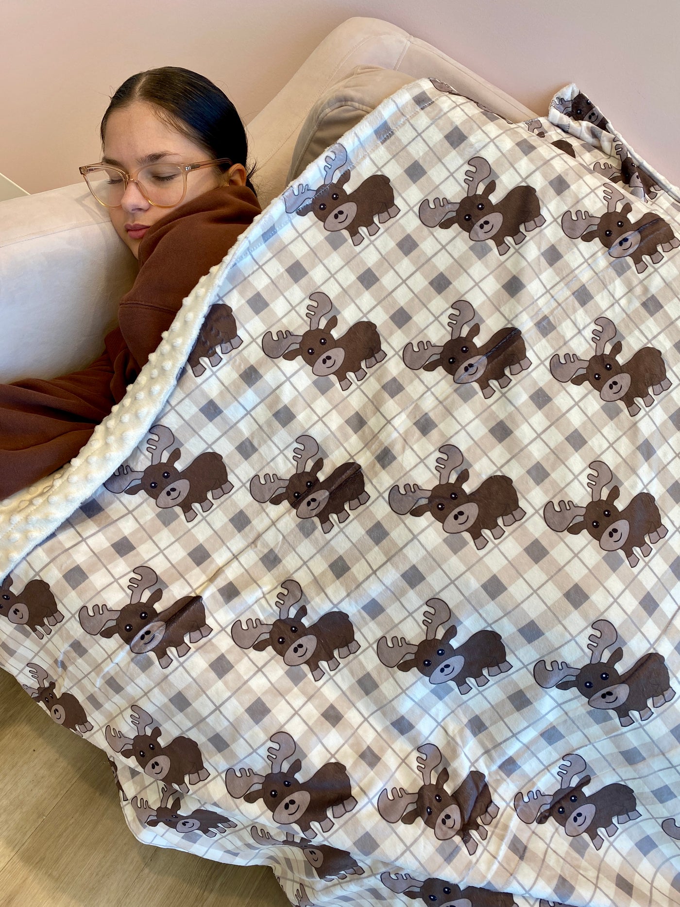 Giant blanket: Plaid Cute Moose