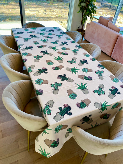 Waterproof Tablecloth (2 sizes option) : Beautiful Cactus and Succulent Plants