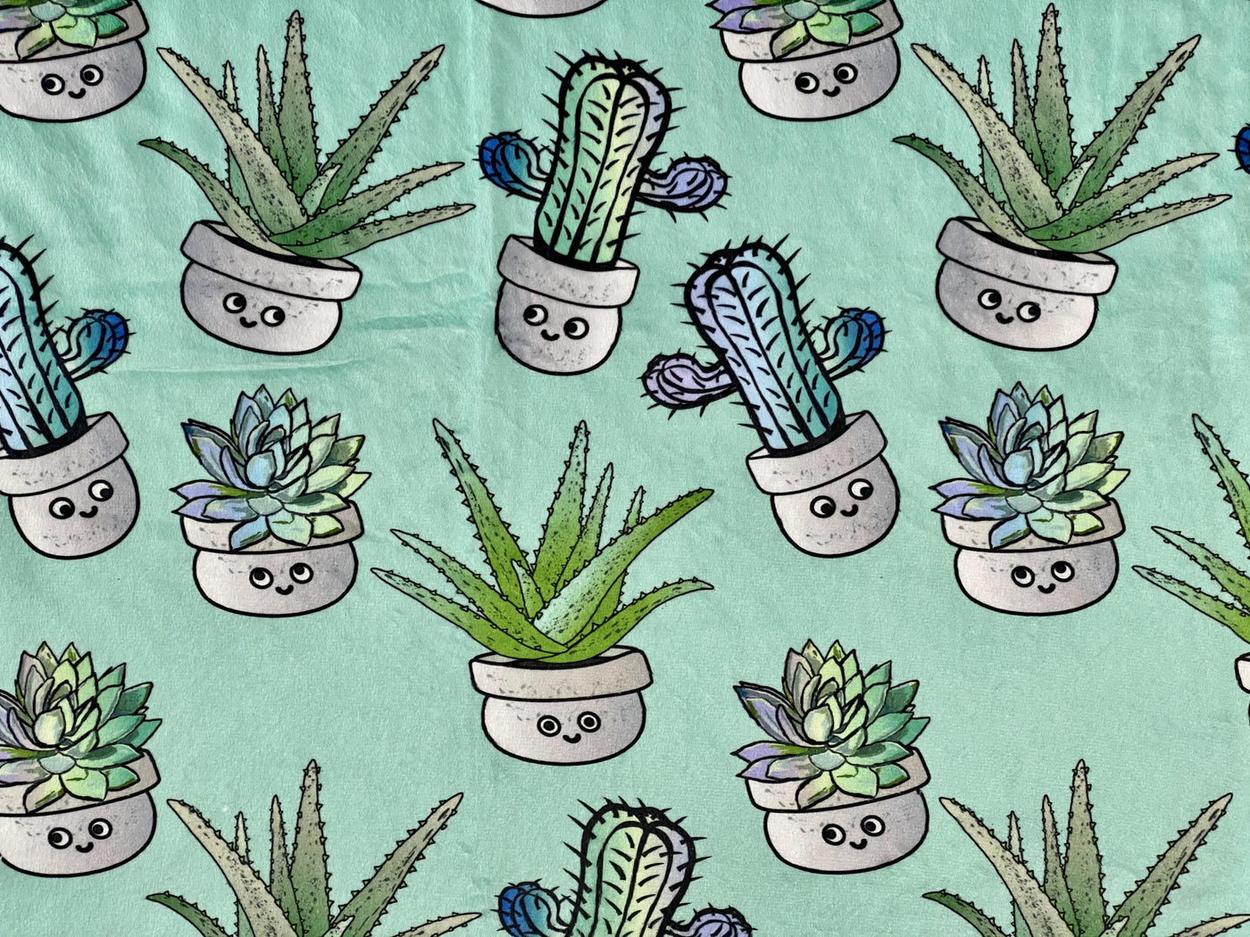 Couverture de bébé : Cactus doux et plantes succulentes turquoise