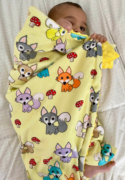 Baby blanket: Foxes or Huskies and Mushrooms