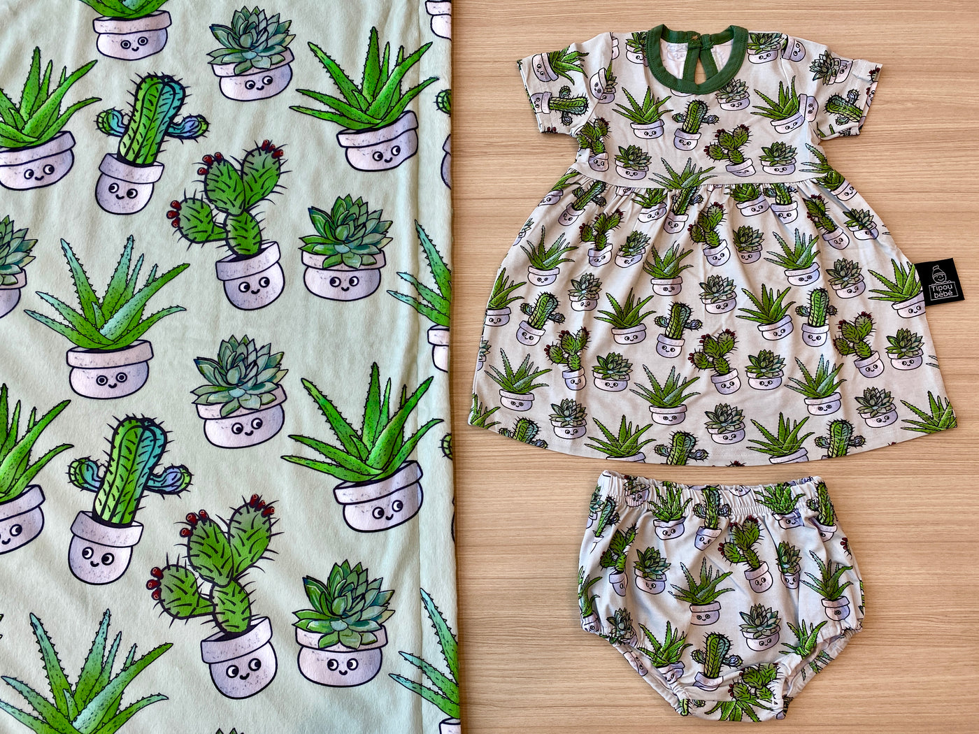 Soft Bamboo Dress : Soft Cactus and Succulent Plants Sage Green