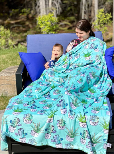 Giant blanket: Soft Cactus and Succulent plants Turquoise