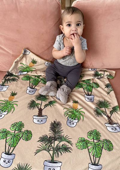 Couverture de bébé : Collection du jardin botanique heureux: plantes d’ananas, monstera et compagnie